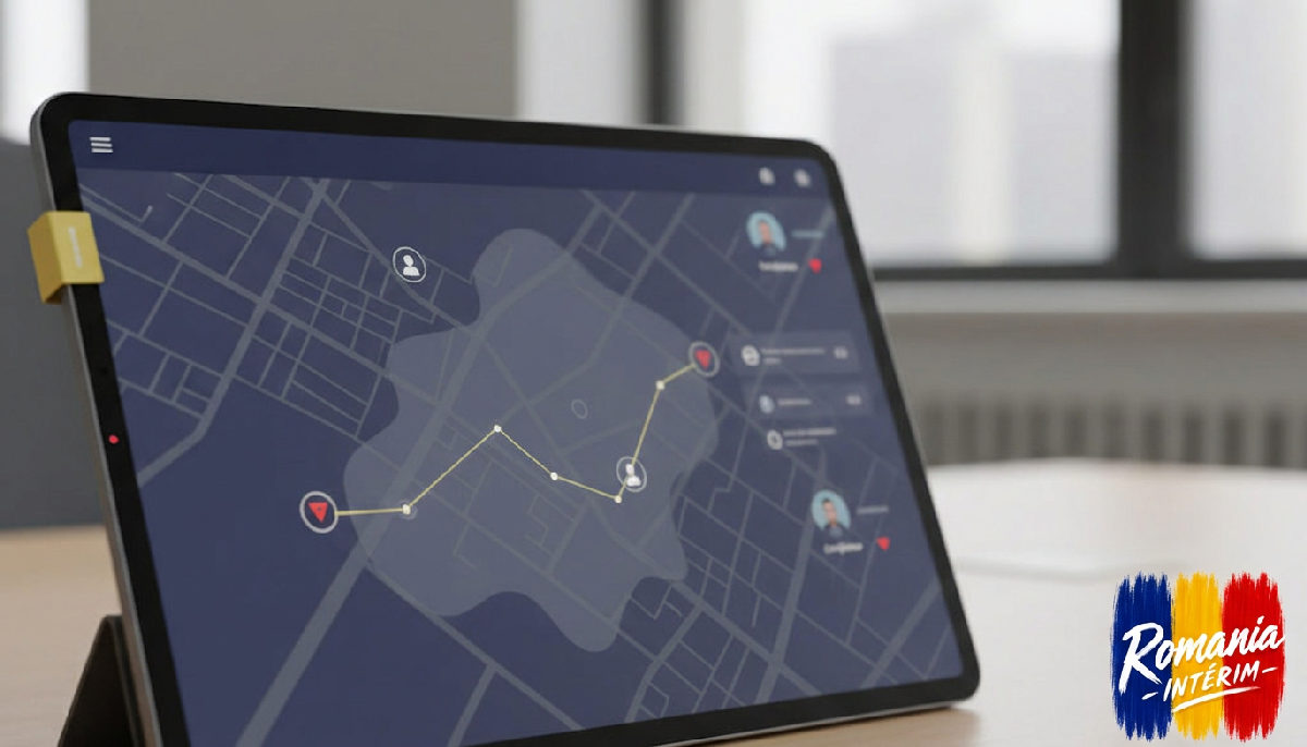 Tablette affichant une application de gestion logistique et suivi.