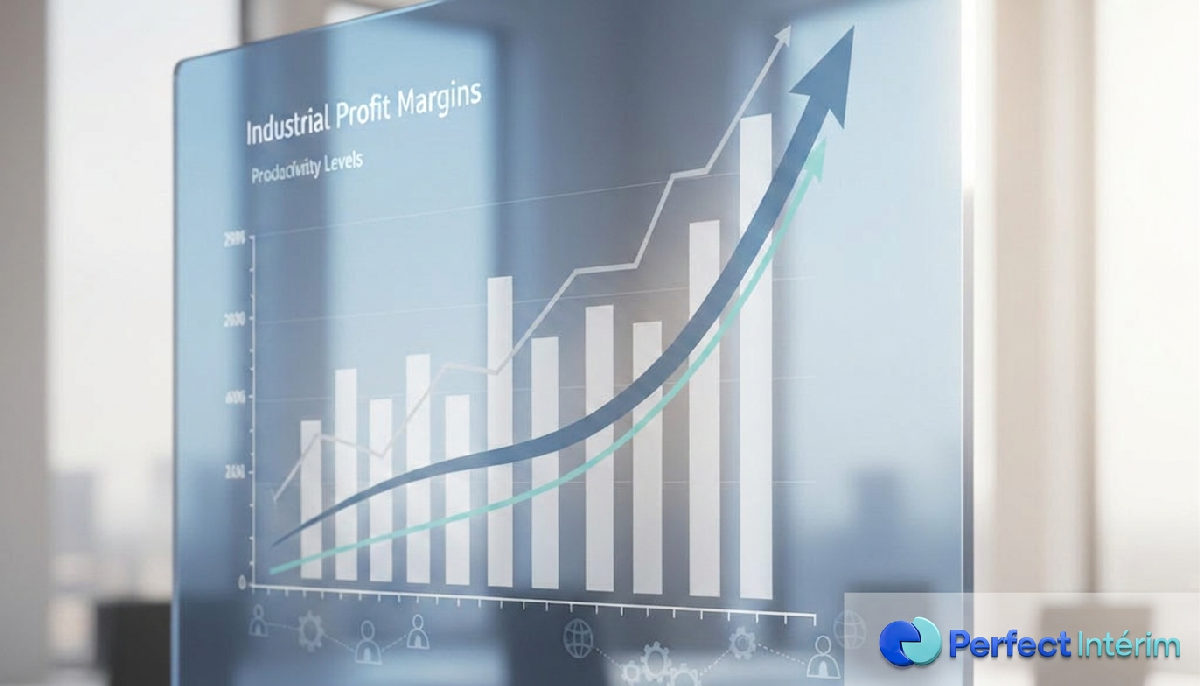 Graphique financier montrant la hausse des profits et de la productivité industrielle.