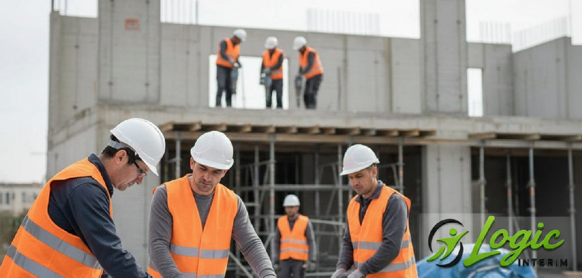 Ouvriers qualifiés travaillant sur un chantier en France.