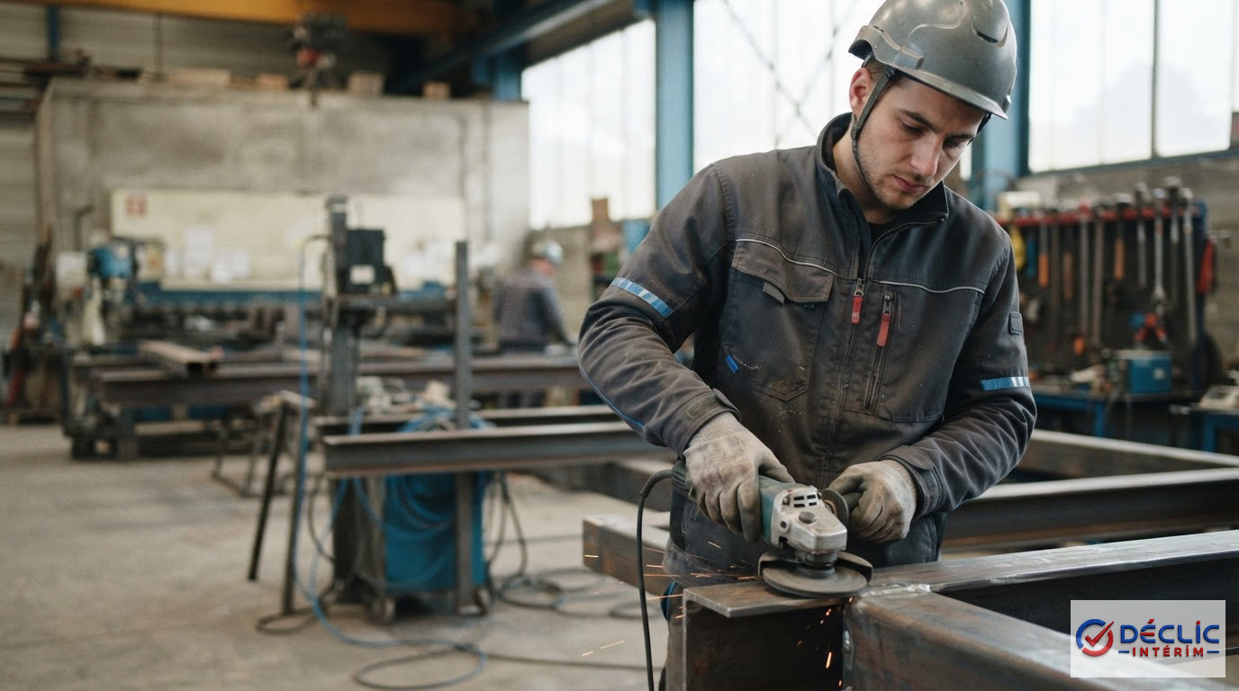 Un intérimaire qualifié travaillant sur un chantier industriel pour démontrer ses compétences.