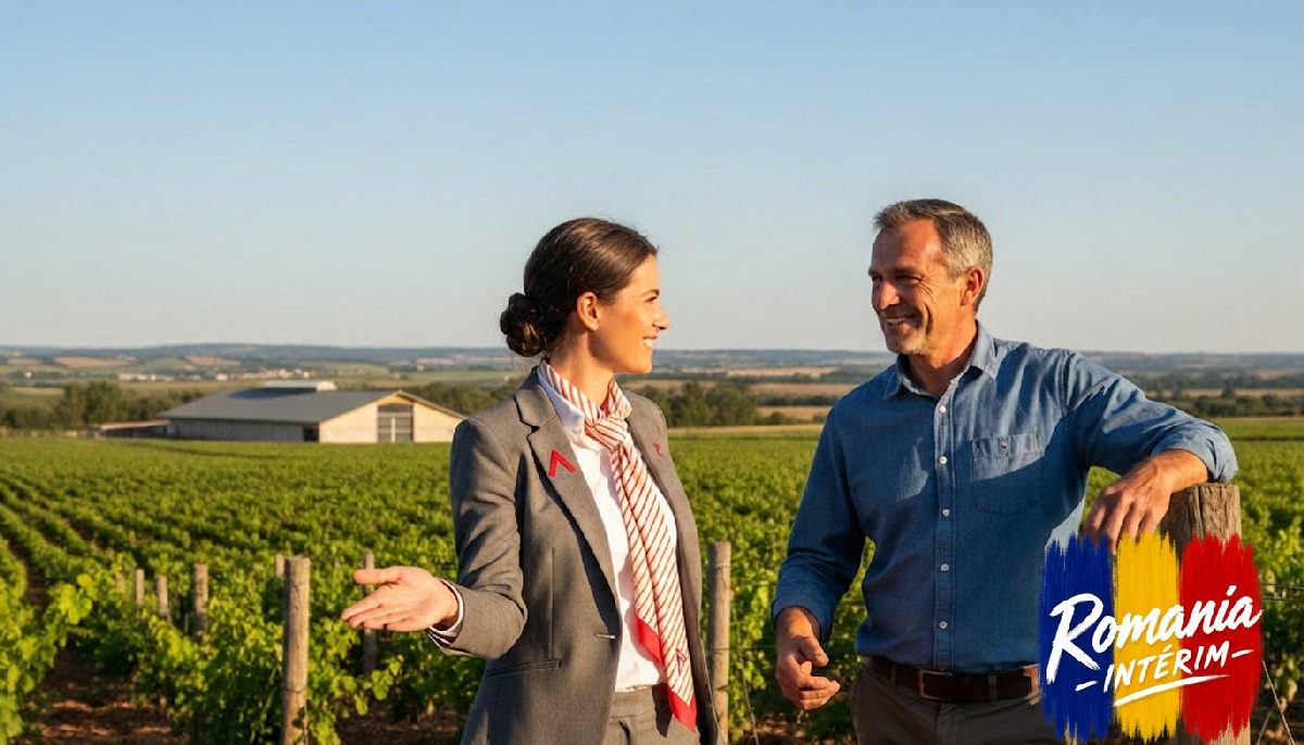 Manager roumain discutant avec un propriétaire de ferme français.