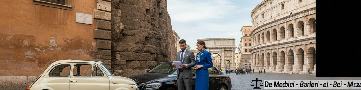 Auto incidentate su una strada romana.