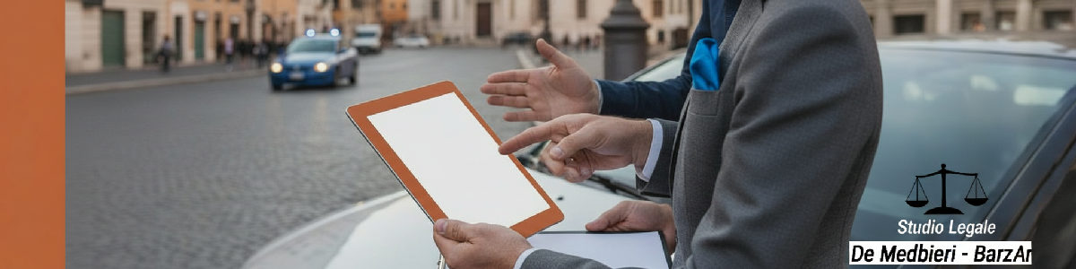 Segnaletica stradale dopo un incidente a Roma.