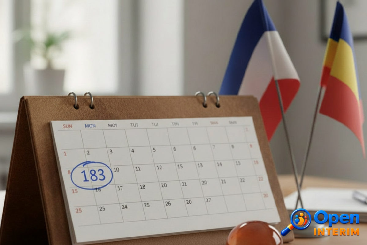 Calendrier et drapeaux français et roumains.