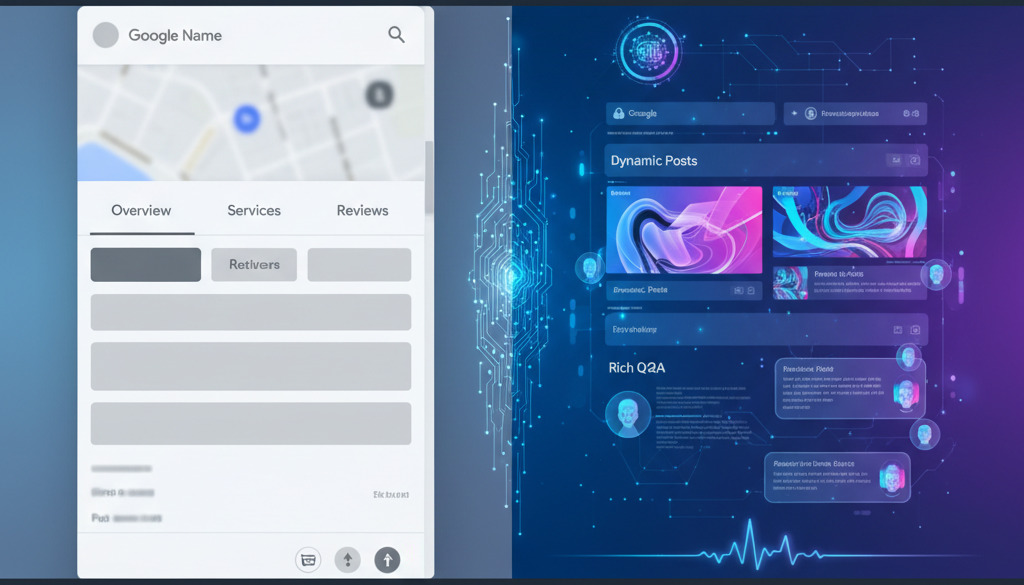 Traditional vs. AI-enhanced Google Business Profile.