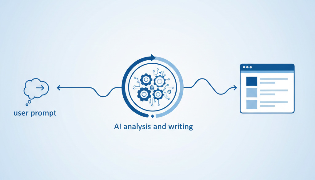 Diagram of AI content creation for WordPress blog posts.