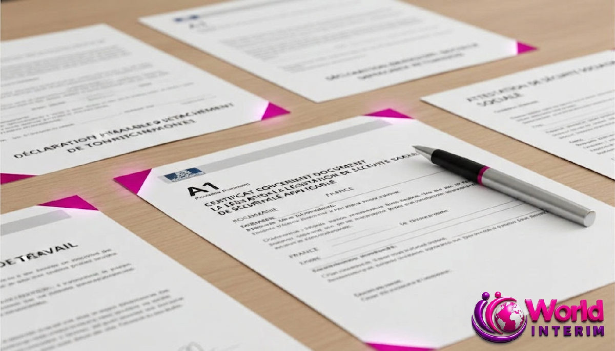 Documents de conformité et formulaire A1 pour détachement légal de travailleurs.