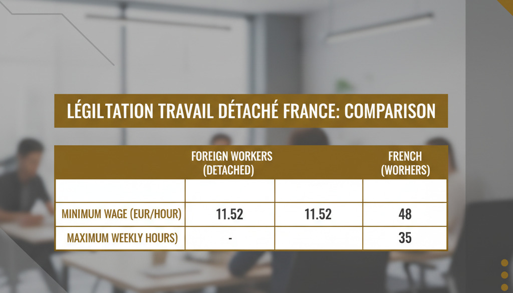 Tableau comparatif des salaires et horaires : travailleurs détachés vs français.