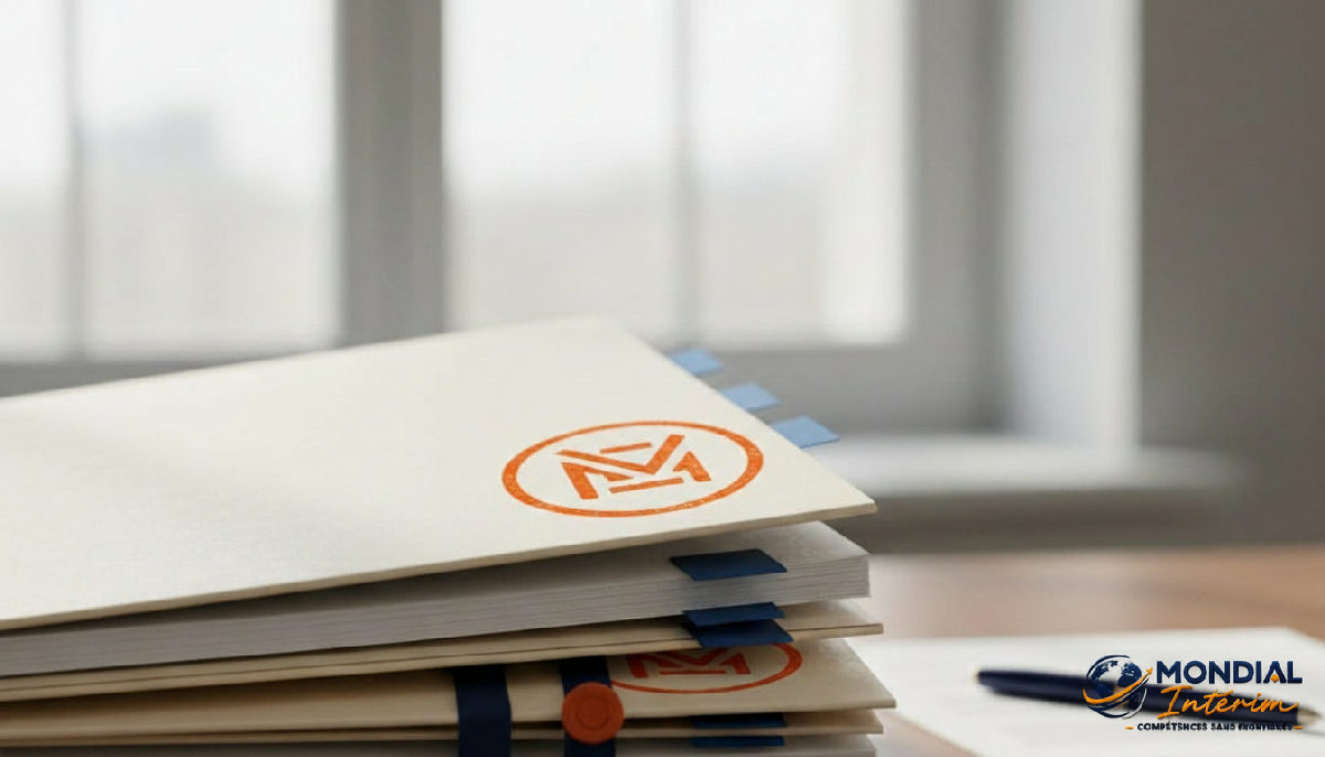 Pile de dossiers avec tampon 'Vérifié' pour le recrutement logistique.