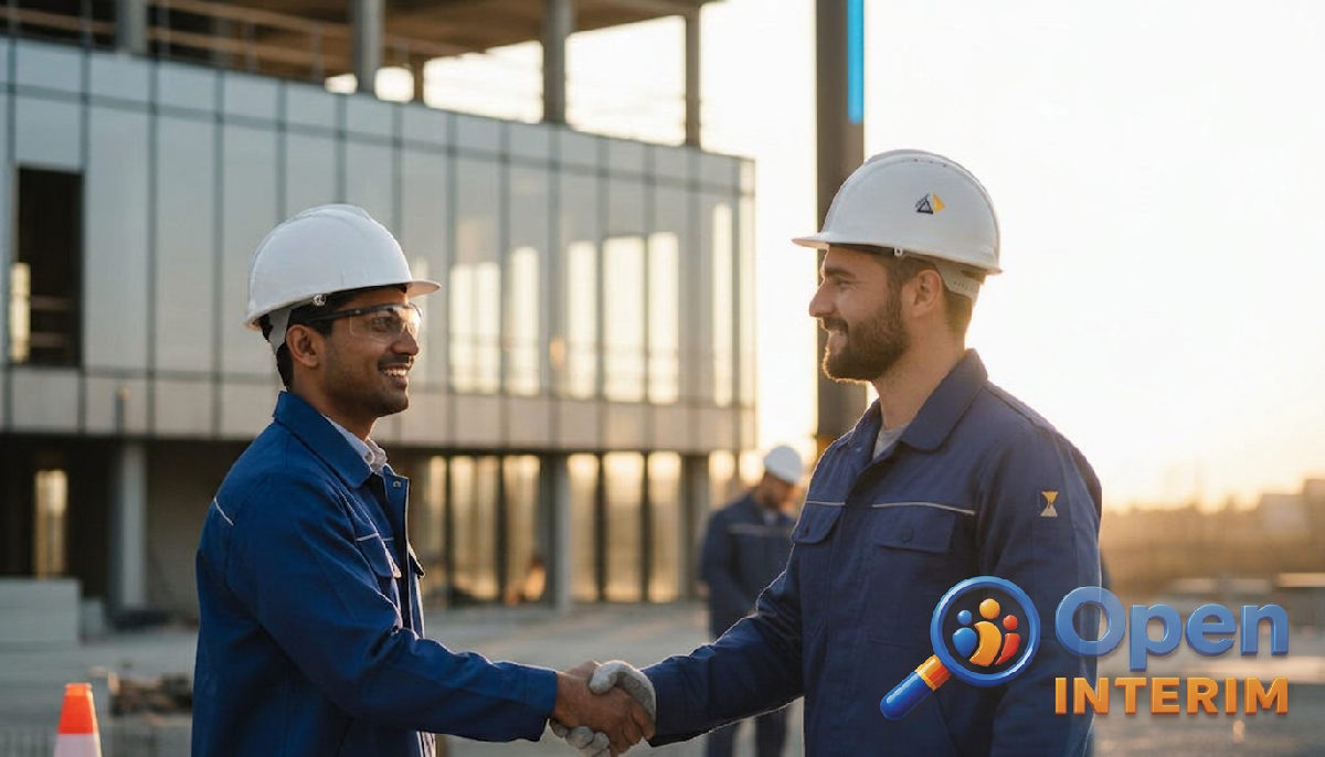 Chef de projet et ouvrier roumain, collaboration réussie sur le chantier.