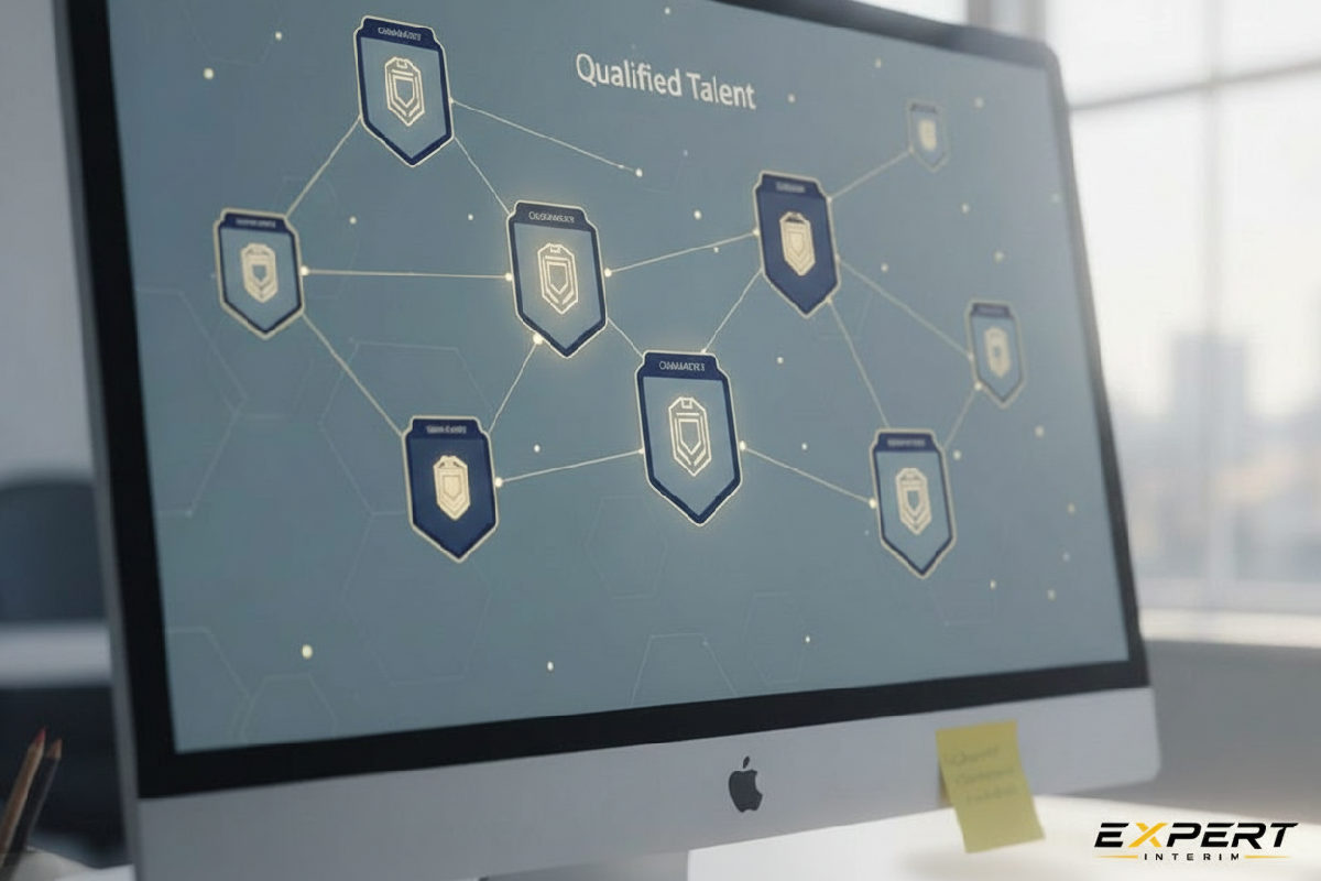 Base de données de talents qualifiés avec badges.