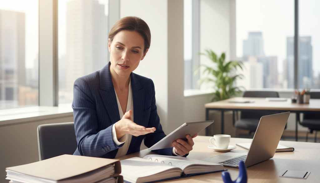 Un responsable administratif vérifiant les conformités pour les travailleurs étrangers.