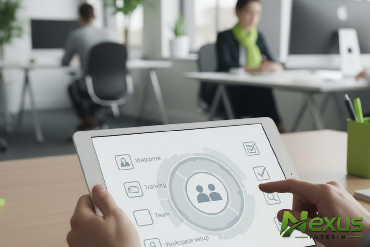 Checklist d'intégration sur une tablette dans un bureau.