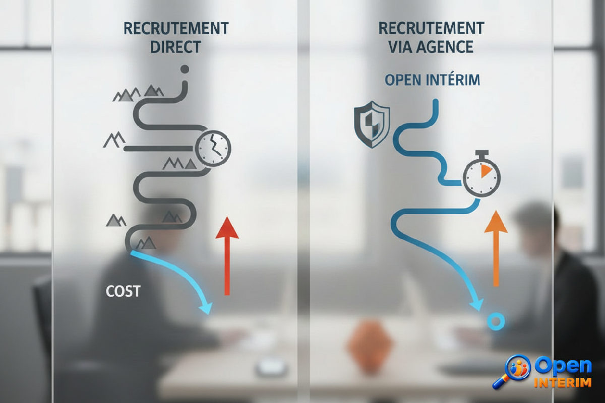 Comparaison entre recrutement direct et agence spécialisée.