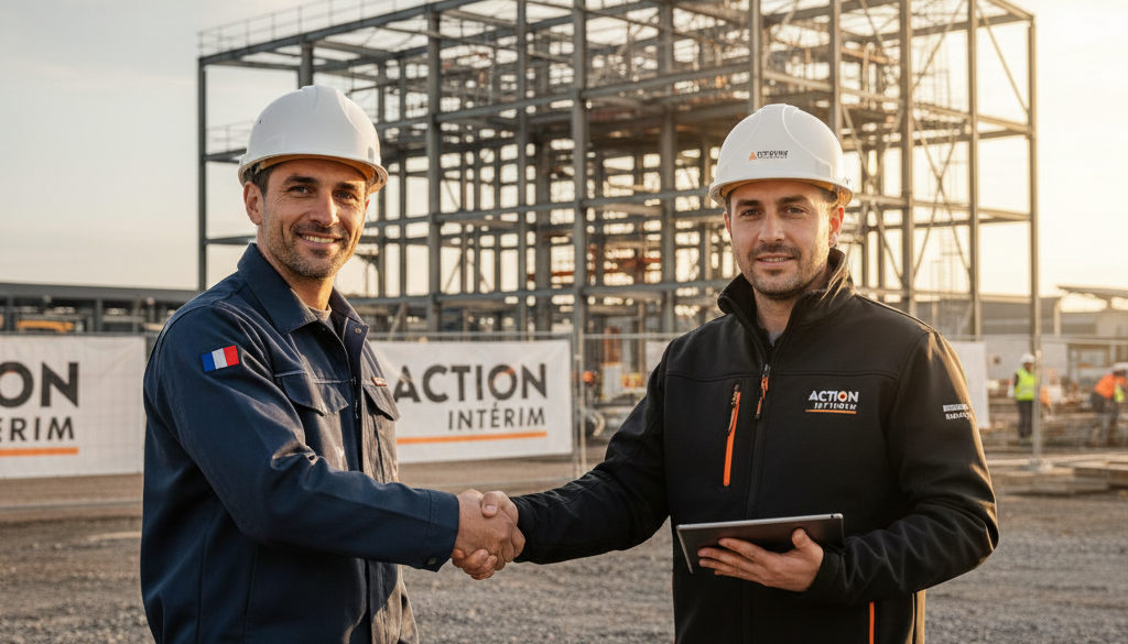 Poignée de main entre un chef de chantier et un superviseur.