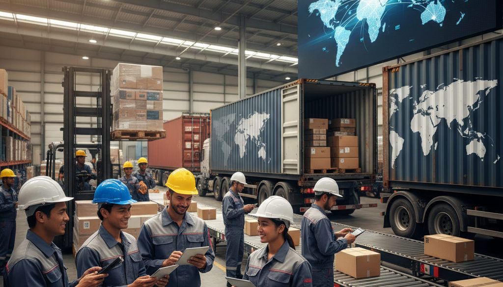 travailleurs détachés logistique transport – Entrepôt logistique : travailleurs de divers horizons coordonnent les livraisons