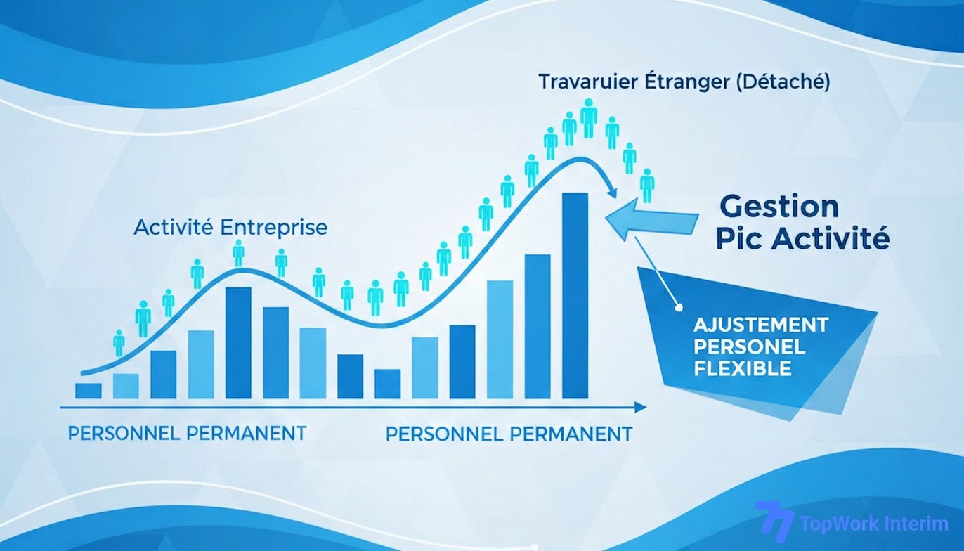 Graphique montrant l'ajustement du personnel grâce au travail détaché.
