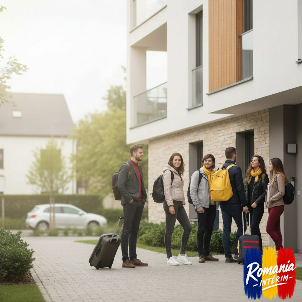 Intérimaires roumains arrivant à leur logement en France.