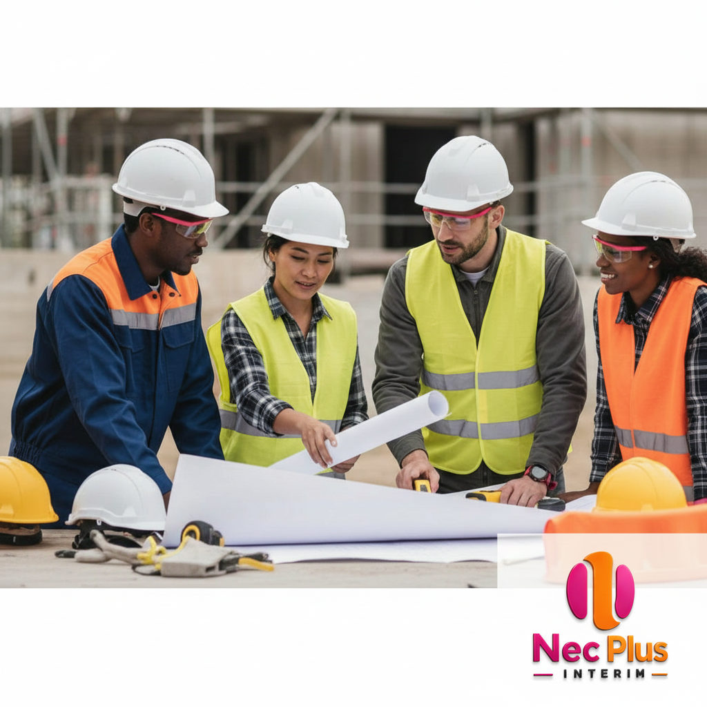 Travailleurs étrangers collaborant sur un chantier en France.