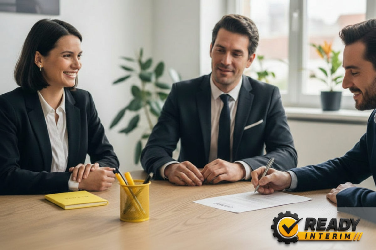 Signature d'un contrat entre une entreprise française et une agence de recrutement.
