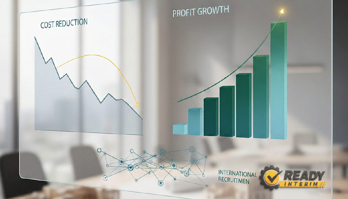 Tableau financier symbolisant les gains économiques du recrutement international.