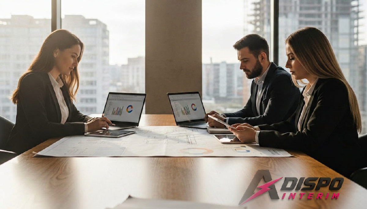 chargés recrutement roumains - Recruteurs roumains examinant des CVs dans un bureau moderne.