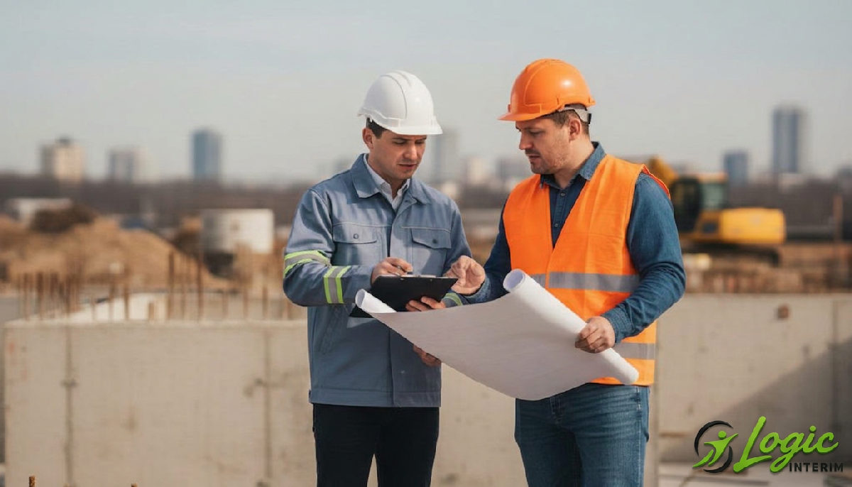 inspecteur du travail et chef de chantier discutant.