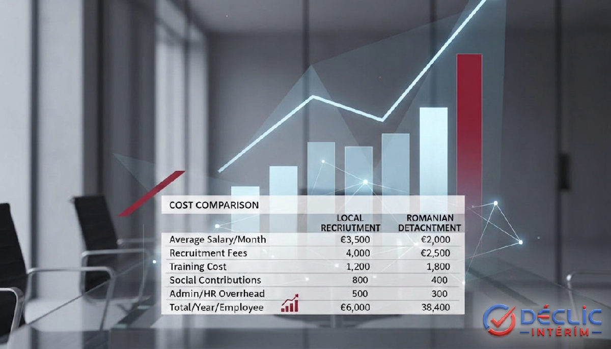 Tableau comparatif des coûts : recrutement local vs détachement roumain.