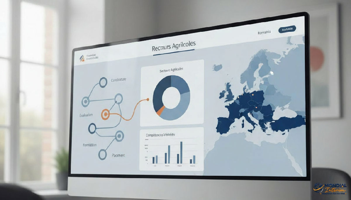 Tableau de bord de suivi administratif pour le recrutement agricole.