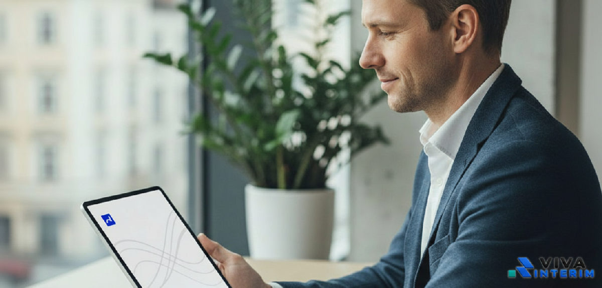 Gestionnaire RH consultant une tablette, simplicité administrative.