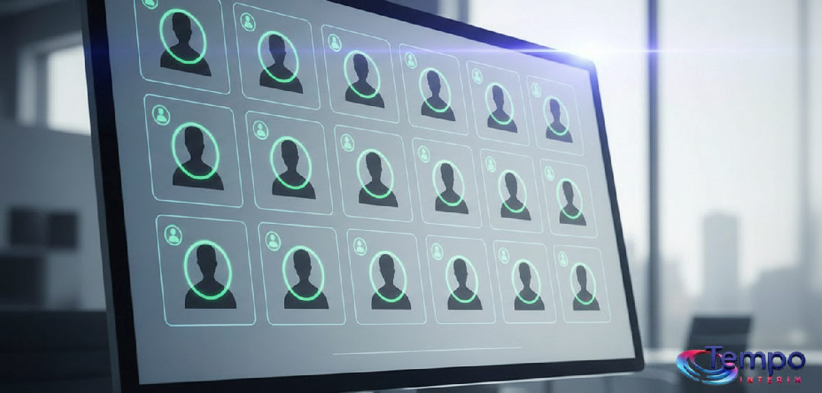 Interface numérique montrant des profils de travailleurs roumains qualifiés disponibles.