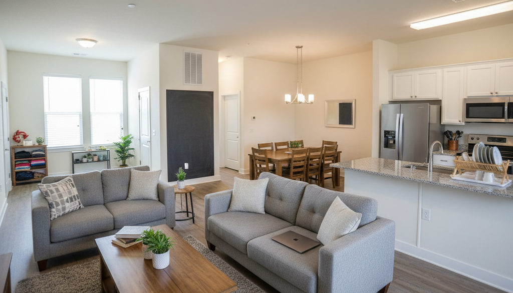 Logement partagé propre pour travailleurs en déplacement.