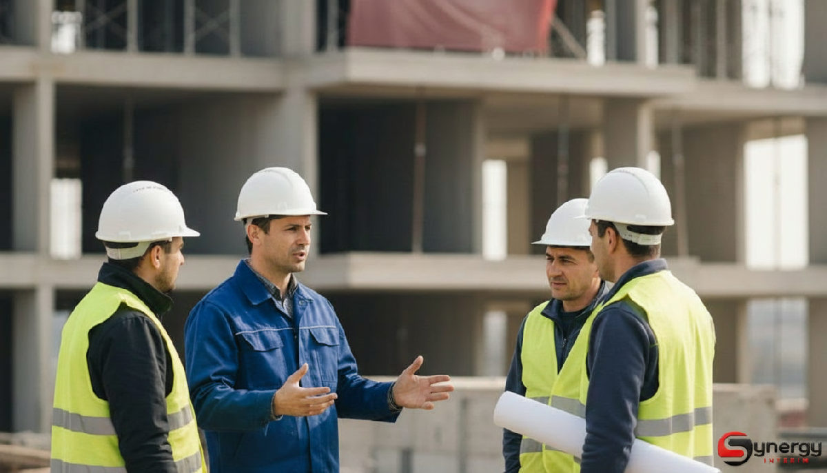 Obligations employeur pour travailleurs roumains France 1 obligations employeur pour travailleurs roumains France - Chef de chantier et ouvriers sur un site de construction.