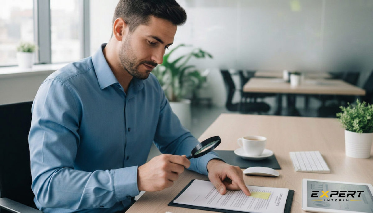 Expert RH examinant des contrats pour l'intérim international.