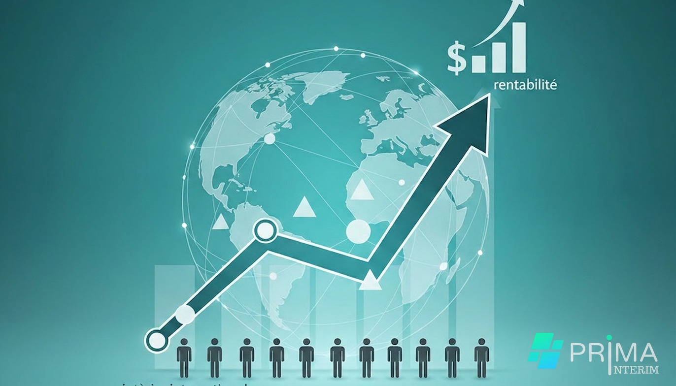 Graphique de croissance : rentabilité accrue par l'intérim international.