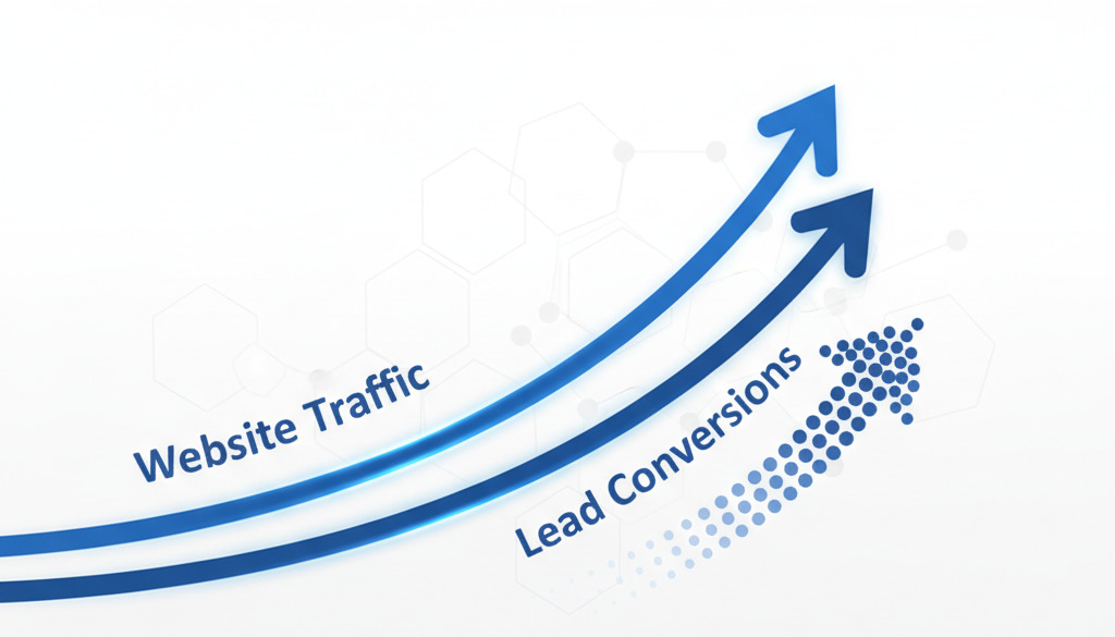 AI-contentstrategie verhoogt het websiteverkeer en de leadconversies aanzienlijk.