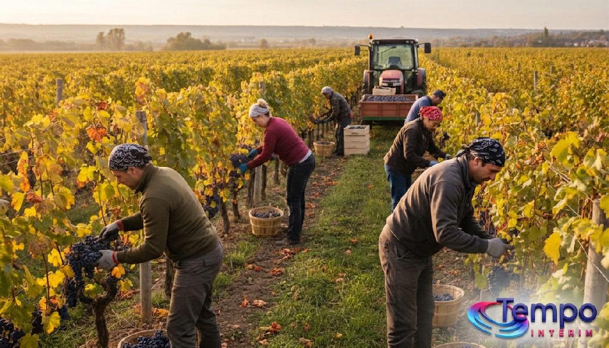 saisonniers agricoles roumains recrutement - Vendanges : saisonniers roumains au travail dans une vigne.