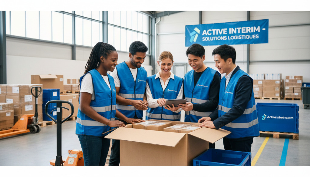 Équipe multiculturelle dans un entrepôt: succès de l'intégration logistique.
