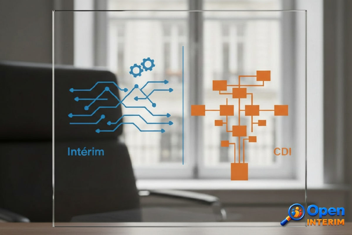 Infographie sur la flexibilité de l'intérim face à la stabilité du CDI.