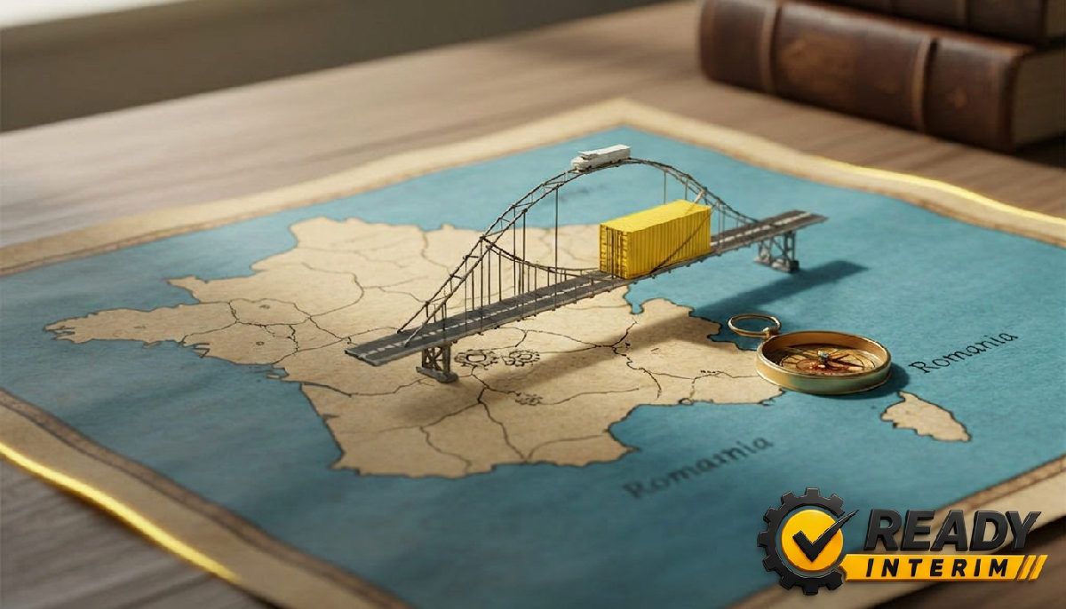 Carte symbolisant le flux de talents logistiques entre la France et la Roumanie.