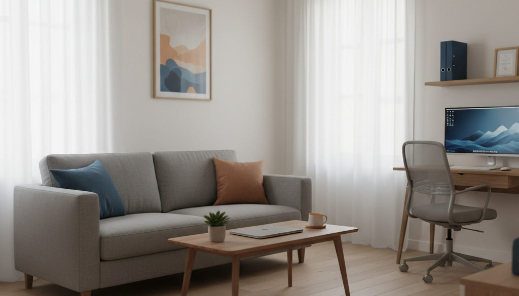 Logement moderne pour travailleurs détachés respectant les normes françaises de bien-être.