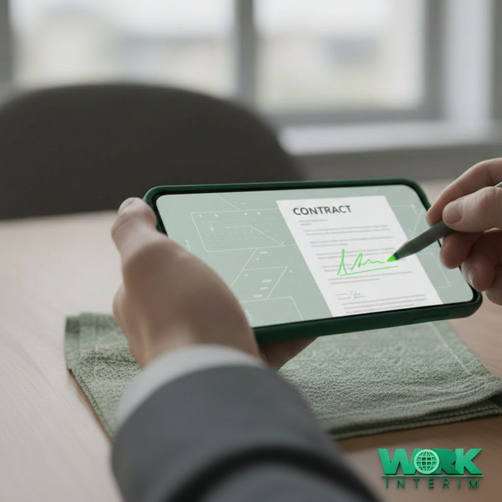 Signature électronique d'un contrat sur smartphone.