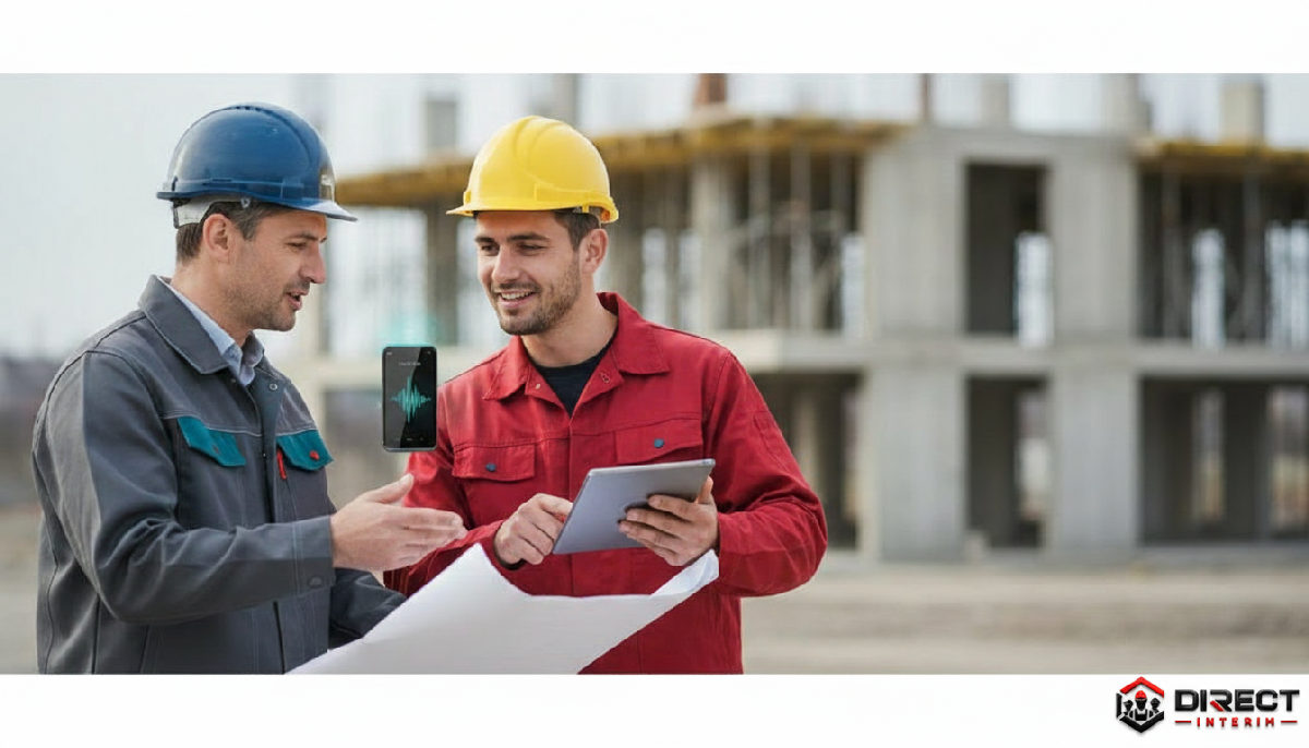 Collaboration réussie entre un chef de chantier français et un ouvrier roumain.