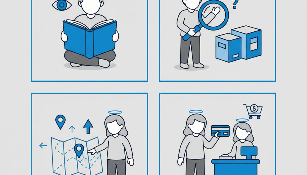 Four types of buyer intent: informational, commercial, navigational, transactional.