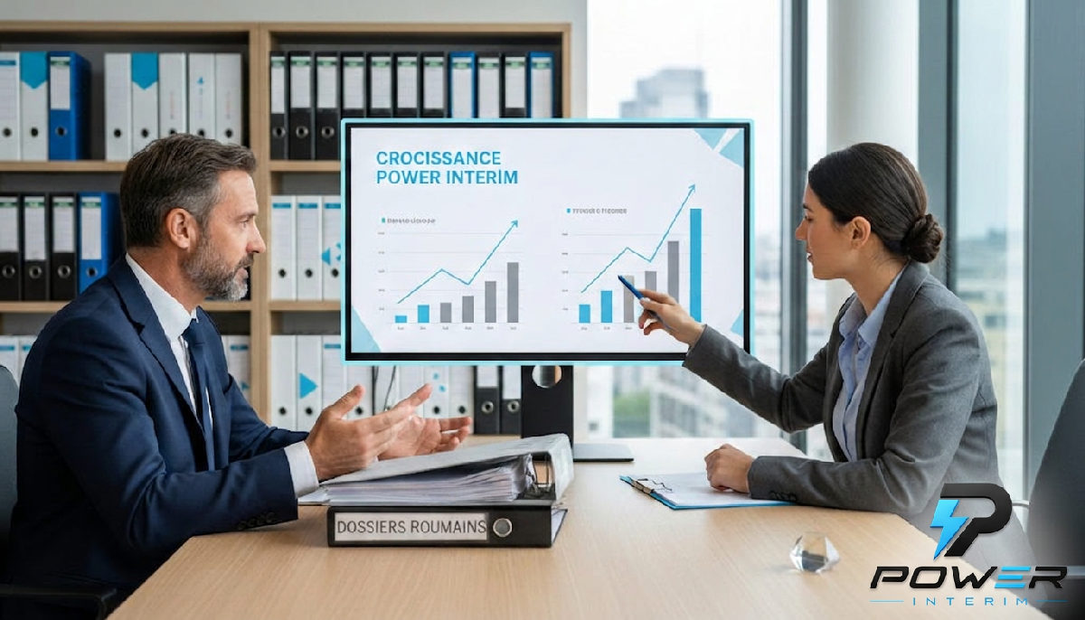 délégation gestion administrative travailleurs roumains - Un chef d'entreprise discute avec un consultant près de dossiers.