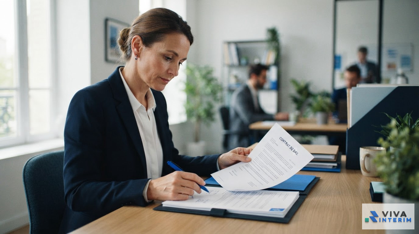 Un responsable RH examinant un contrat de logement pour des salariés roumains.