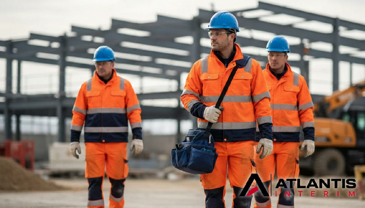 Ouvriers avec EPI sur un chantier français.