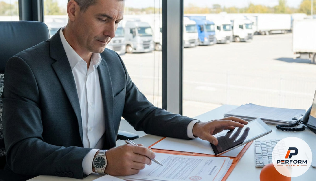 Gestionnaire vérifiant des documents de conformité légale.