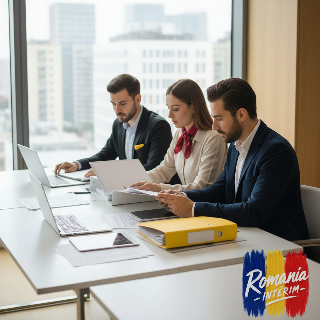 Experts en recrutement examinant des CV de chauffeurs internationaux.