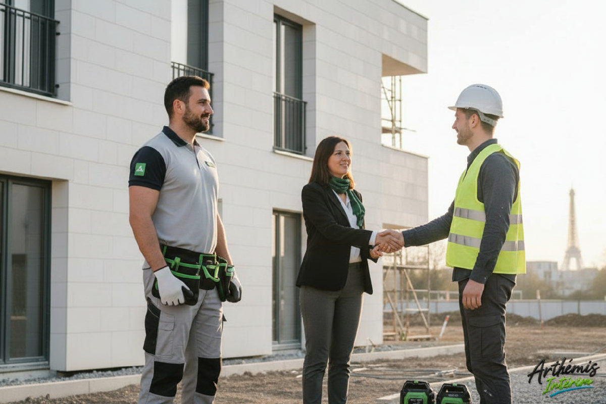 Un groupe d'ouvriers sur un chantier de construction.